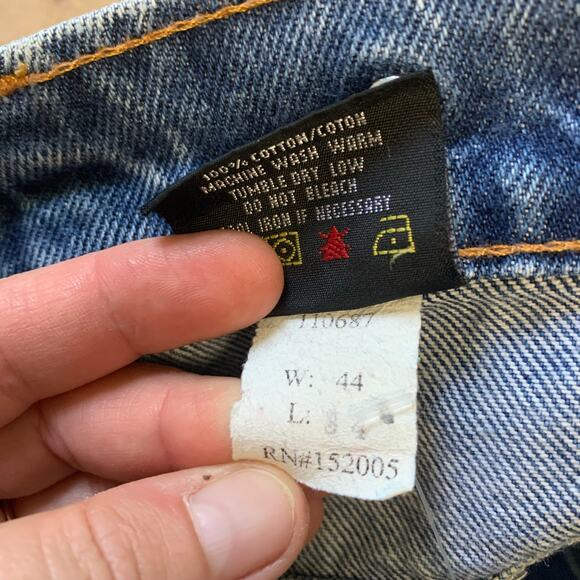 Prison Blues Mens Made in the USA Vintage Dark Wash Double Knee Jeans 44 x 34 - Picture 11 of 11